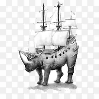 素描画插画犀牛-空若网 素描画插画犀牛-空若网