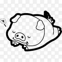 卡通睡懒觉的猪剪影-空若网 卡通睡懒觉的猪剪影-空若网