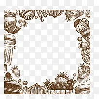 手绘蛋糕冰激凌边框-空若网 手绘蛋糕冰激凌边框-空若网