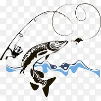 黑白插画钓鱼-空若网 黑白插画钓鱼-空若网