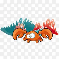 矢量海草螃蟹素材-空若网 矢量海草螃蟹素材-空若网