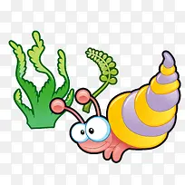 矢量水草卡通海螺素材-空若网 矢量水草卡通海螺素材-空若网