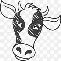 卡通手绘奶牛头-空若网 卡通手绘奶牛头-空若网