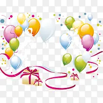 彩色气球和礼物-空若网 彩色气球和礼物-空若网