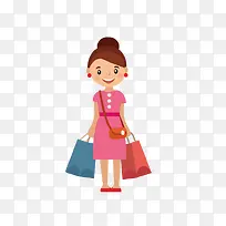 卡通手绘购物的女人-空若网 卡通手绘购物的女人-空若网