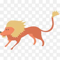 橙色卡通手绘狮子动物-空若网 橙色卡通手绘狮子动物-空若网