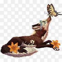 矢量狐狸和蝴蝶-空若网 矢量狐狸和蝴蝶-空若网