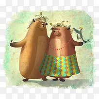 手绘两只熊-空若网 手绘两只熊-空若网