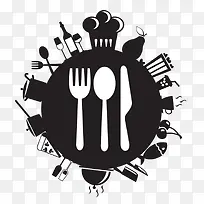 黑色餐具剪影-空若网 黑色餐具剪影-空若网