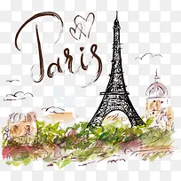 手绘巴黎铁塔-空若网 手绘巴黎铁塔-空若网
