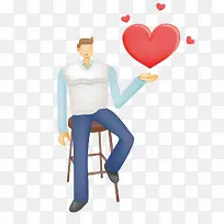 手托红色爱心的男子-空若网 手托红色爱心的男子-空若网