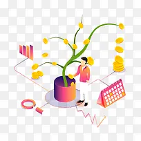 2.5D渐变立体金融插画-空若网 2.5D渐变立体金融插画-空若网