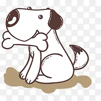 手绘小狗吃骨头PNG下载-空若网 手绘小狗吃骨头PNG下载-空若网