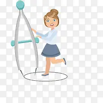 使用圆规的女孩-空若网 使用圆规的女孩-空若网