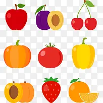 矢量扁平化夏季水果蔬菜-空若网 矢量扁平化夏季水果蔬菜-空若网