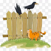 矢量小猫和小鸟-空若网 矢量小猫和小鸟-空若网