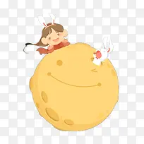 卡通手绘月球中秋节可爱元素-空若网 卡通手绘月球中秋节可爱元素-空若网