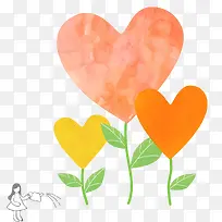 橙色简约爱心花装饰图案-空若网 橙色简约爱心花装饰图案-空若网