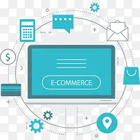 蓝色电商购物图标-空若网 蓝色电商购物图标-空若网