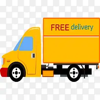 黄色卡通运快件卡车矢量图-空若网 黄色卡通运快件卡车矢量图-空若网