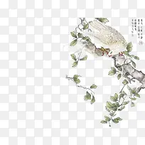 国画鸟站在树枝上-空若网 国画鸟站在树枝上-空若网
