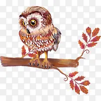 矢量手绘站在树枝上的猫头鹰-空若网 矢量手绘站在树枝上的猫头鹰-空若网