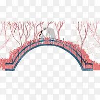 创意手绘红色拱桥-空若网 创意手绘红色拱桥-空若网