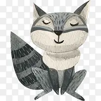 水彩动物灰色狐狸-空若网 水彩动物灰色狐狸-空若网