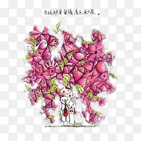 乌托邦插画爱情音乐和花-空若网 乌托邦插画爱情音乐和花-空若网