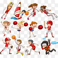 矢量卡通运动员啦啦队-空若网 矢量卡通运动员啦啦队-空若网