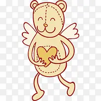 小熊天使可爱简笔画矢量图-空若网 小熊天使可爱简笔画矢量图-空若网