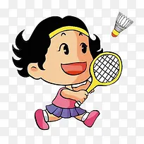 Q版打羽毛球插画-空若网 Q版打羽毛球插画-空若网