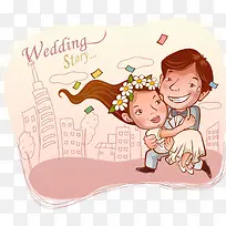 卡通婚纱照png矢量素材-空若网 卡通婚纱照png矢量素材-空若网