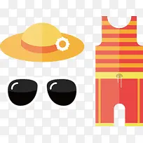 时尚橙色海边度假衣物图标矢量素-空若网 时尚橙色海边度假衣物图标矢量素-空若网