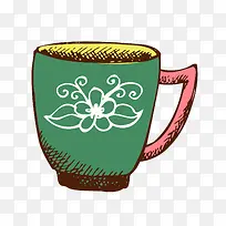 矢量手绘绿色杯子-空若网 矢量手绘绿色杯子-空若网