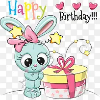 矢量卡通兔子与卡通礼物-空若网 矢量卡通兔子与卡通礼物-空若网