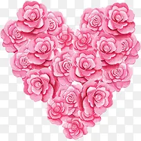 粉红花朵拼图爱心-空若网 粉红花朵拼图爱心-空若网