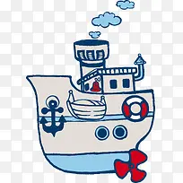 手绘多彩轮船-空若网 手绘多彩轮船-空若网