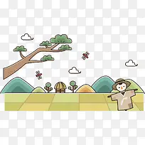卡通美丽稻田插画-空若网 卡通美丽稻田插画-空若网