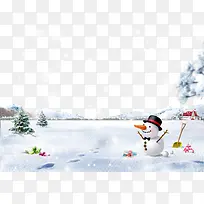 雪中微笑的圣诞节雪人背景-空若网 雪中微笑的圣诞节雪人背景-空若网