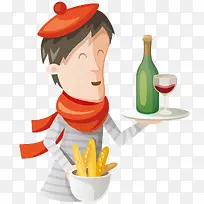 端着食物的男服务员-空若网 端着食物的男服务员-空若网