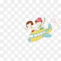 梦幻飞机小孩PNG矢量元素-空若网 梦幻飞机小孩PNG矢量元素-空若网