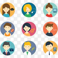 9个扁平化各种职业形象人物-空若网 9个扁平化各种职业形象人物-空若网