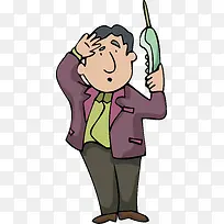 卡通接电话的男人-空若网 卡通接电话的男人-空若网