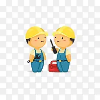 两个可爱卡通人物装修工人-空若网 两个可爱卡通人物装修工人-空若网