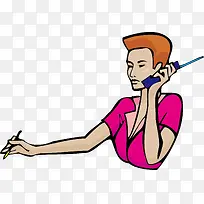 卡通接电话的女人-空若网 卡通接电话的女人-空若网