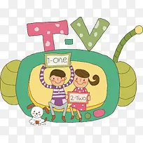 看电视的男孩女孩-空若网 看电视的男孩女孩-空若网