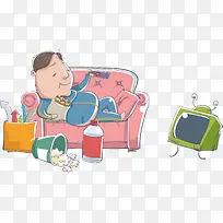 躺着看电视的人-空若网 躺着看电视的人-空若网