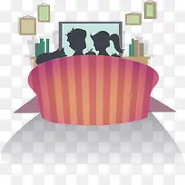 看电视的家庭人物矢量素材-空若网 看电视的家庭人物矢量素材-空若网