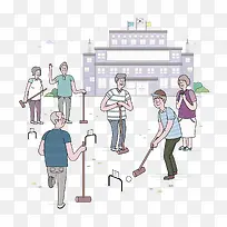 手绘敬老院的老人-空若网 手绘敬老院的老人-空若网